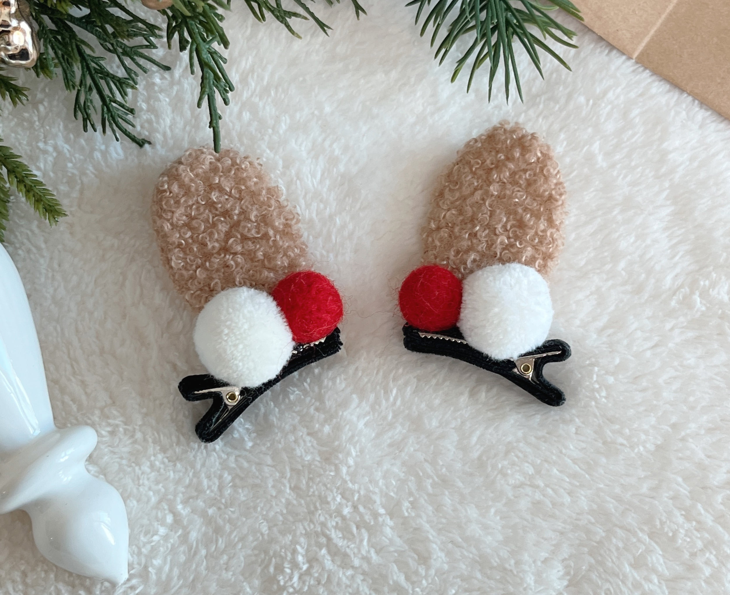 ❆ Happy Christmas ❆ [단품] 깡총 크리스마스 토끼귀 논슬립 집게핀 (한쌍)